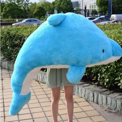 Super huge dolphin toy lovely blue big dolphin doll gift about 190cm 0190