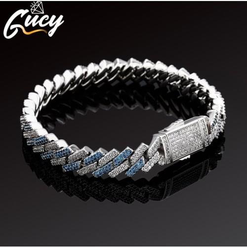 GUCY Jewelry Large Size 10mm Bling Gold Color Chain Cuban Chain bracelet Rock Rapper Iced Out Hip Hop Jewelry Gift Party