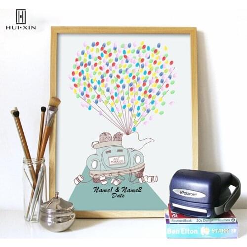Wonderful Wedding Car Free Personalize Customize Names And Date Canvas Fingerprint Guestbook for Engagement Wedding Parties