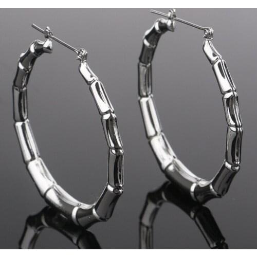 ANGLANG New Punk Gold&Silver Color Round Hoop Bamboo Earrings for Women Exaggerated Metal Ring Circle Earrings Popular Jewelry