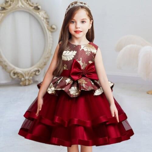 3-8 Years Wedding Birthday Dresses For Girls Elegant Party Flower Tutu Christening Gown Kids Children Formal Pageant Clothes