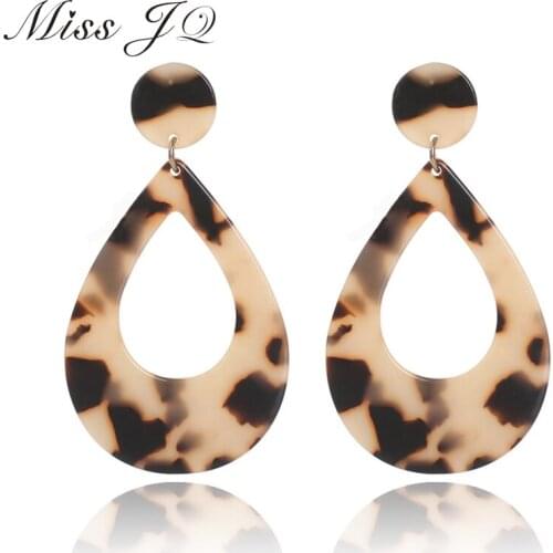 Miss JQ Vintage Acrylic Water Drop Earrings For Women Leopard Print Statement Hollow Dangle Earring Jewelry Gift Dropshipping
