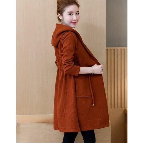Winter Oversized Sweater Warm Knitted Cardigan Pocket Long Sleeve Brown Loose Knitwear Coat Women Chic Casual Outfits