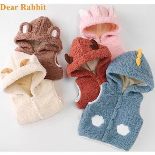 Winter clothes Baby toddler girl Boys Vests Cute Children Warm Jacket Outerwear Solid Color With Ear Hooded Sleeveless kids vest