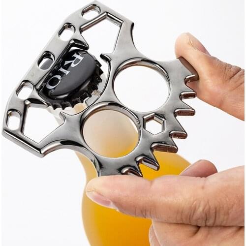 100Pcs/Lot Durable Alloy Skeleton Shape Beer Bottle Opener Window Breaking Tool Self Defense Knuckle Duster Kitchen Gadgets