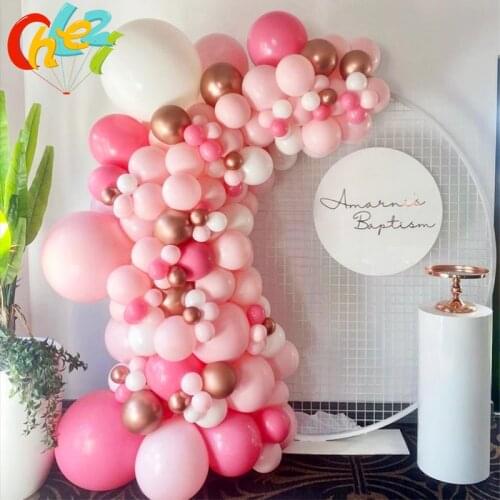 130Pcs Pink Balloon Garland Arch Kit Wedding Decoration Ballon Kids Princess Retro Pastel Theme Birthday Party Decor Baby Shower