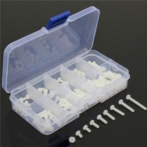 160Pcs White Metric M3 8 Sizes Assortment Stand-off Nylon Screws Bolt & Nuts Kit