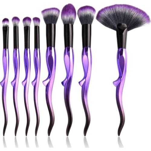 4/8Pcs Makeup Brushes Set Foundation Power Eyeshadow Blending Fan Brush Beauty Make Up Tool Kit Black Purple Handle