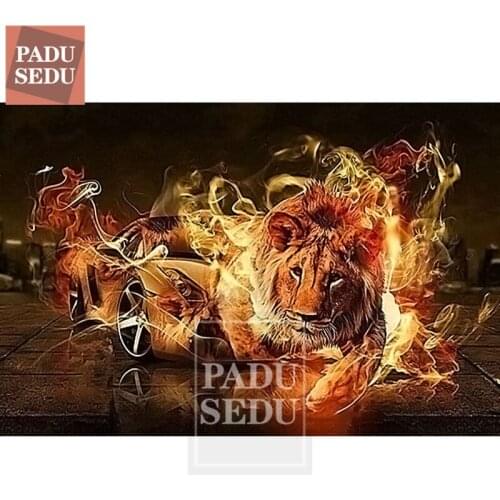 5d Diy Diamond Mosaic Embroidery Rhinestone Round Lion Color Diamond Painting Lions Full Square Round Drill Decor Home Room Wall