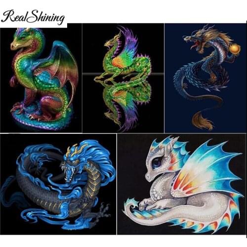 5D Diy Diamond Painting Cross Stitch Dragon Baby Resin Round Diamond Mosaic Diamond Embroidery Pictures of rhinestones FS5615