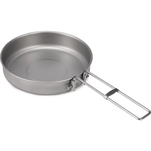 750ml Ultralight Titanium Frypan with Foldable Handle Outdoor Camping Hiking Picnic Cooking Frying Pan