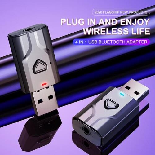 Audio Adapter 4 in 1 Durable Bluetooth 5.0 Lightweight Receiver Transmitter for Computer TV Speakers