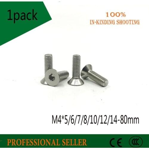 Free Shipping M4*5/6/7/8/10/12/14-80mm 304 Stainless Steel Hexagonal socket Countersunk Screw Flat Head Bolts Hex Screw