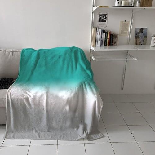 Turquoise Gray Gradient Throw Blanket for Sofa Warm Blanket on Bed Home Bedspread Travel Fleece Blanket