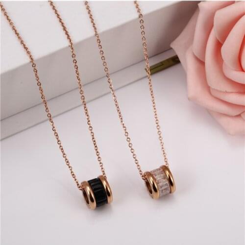 Rose gold Zircon Necklace For Women Stainless Steel Necklaces & Pendants Neck Chains Women Choker Necklace Chain Jewelry