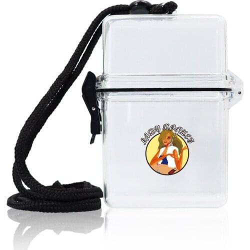 LADYHORNET Waterproof Transparent Acrylic Cigarette Case with Chain Plastic Transparent Bag Storage Box Hanging on Neck Portable