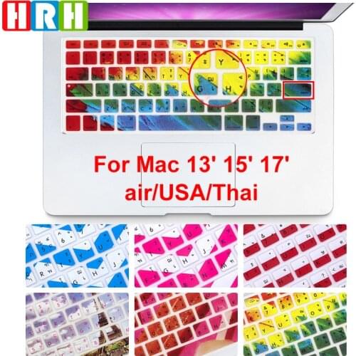 HRH Stylish Design Thai Language Silicone Keyboard Cover Skin Protector Fiim for Macbook Air Pro Retina 13 15 17 English Version