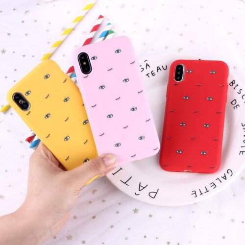 Eyes Pattern Silicone Case for Iphone 11Pro Max X XR XS Max 7 8 6 6s Plus Candy Color Back Phone Cover Case Accessories