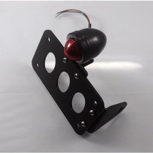 Black Bullet Side Mount Tail Light Cruiser Chopper Old School Rat Bike Custom CB