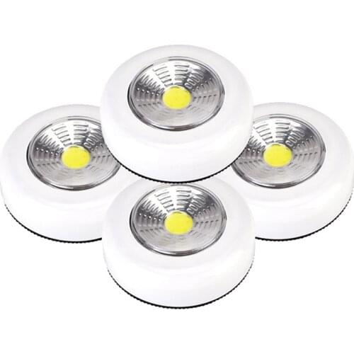 COB LED Cordless Stick Tap Wardrobe Touch Light Lamp 2W Battery Powered Kitchen Cabinet Closet Push Tap Home Stick On Lamp Blub