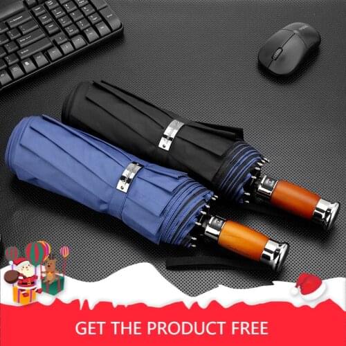 Osdonna double-layer business automatic umbrella to increase the umbrella surface wind and rain folding black umbrella