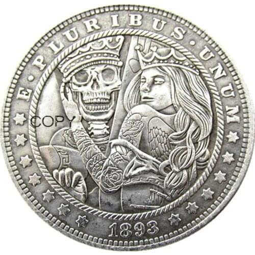 HB(148)US Hobo Morgan Dollar skull zombie skeleton Silver Plated Copy Coins