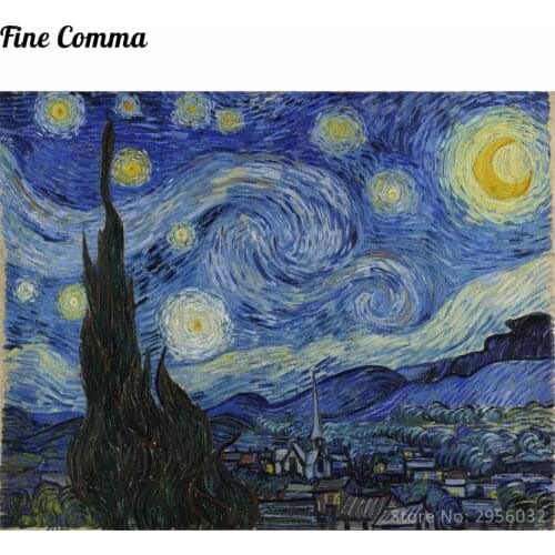 The Starry Night painting by Vincent van Gogh Hand painted Oil Painting Reproduction Canvas Wall Art Printed Replica Living Room