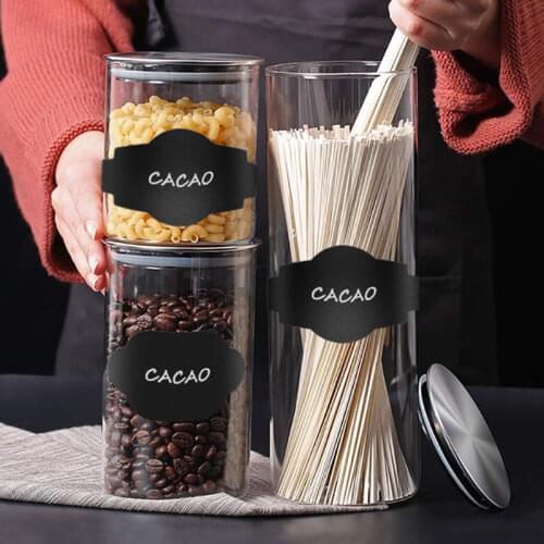 300Pcs/roll Kitchen Waterproof Bottles Jam Jar Label Stickers Labels Stickers Organizer Black Tags Blackboard Stickers 1roll