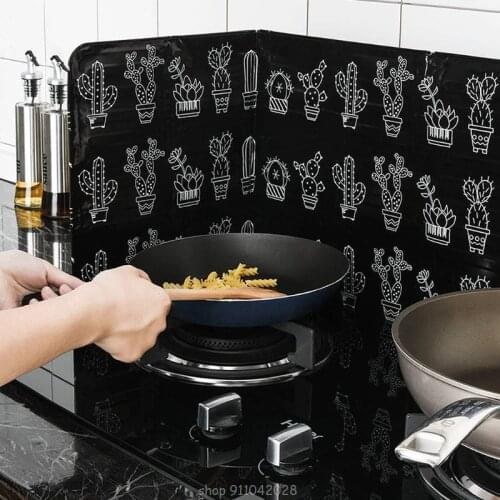 1pcs Aluminum Foil Oil Block Oil Barrier Stove Cooking Heat Insulation Anti-Splashing Oil Baffle Kitchen Supply D10 20 Dropship