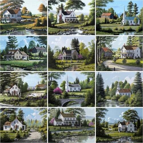 MomoArt Diamond Embroidery House Craft Kit 5D DIY Diamond Painting Landscape Cross Stitch Tree Home Decor Gift