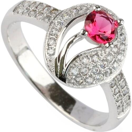 Fleure Esme luxury fashion wedding rings for men and women alibaba-express Red Cubic Zirconia Rhodium Plated R3112 Size 6 7 8 9