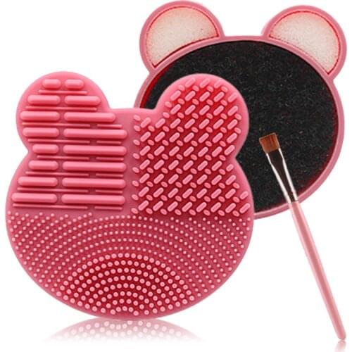 1 Set Makeup Brush Cleaner Kit Double Side Design with Cosmetic Brush Cleaning Box and Instantly Dry Color Removal Sponge