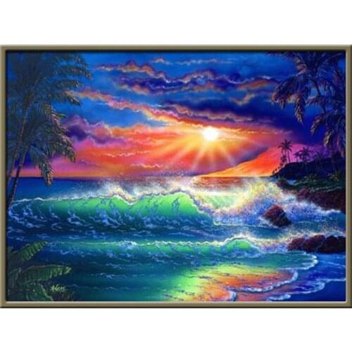 Landscape Tree DIY Cross Stitch 11CT Embroidery Kits Needlework Craft Set Printed Canvas Cotton Thread Home Decoration Room