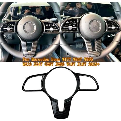 For Mercedes Benz W177 W247 W205 W213 X247 C257 X253 W167 X167 2019+ Car Steering Wheel Button Frame Sticker Trim
