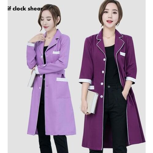 New Lab Coat High quality Spa Uniforms Tattooist Work clothing Scrubs Uniforms Purple Long Sleeve Beauty Salon Work Wear Summer