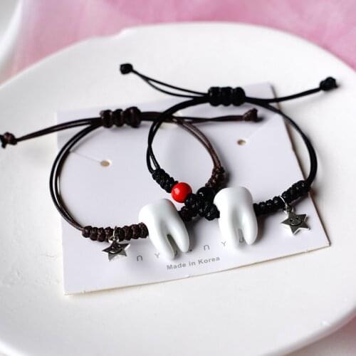 New Fashion Popular Ceramic Teeth Couple Bracelet Student Girlfriend Gift Knitted Jewelry #YXS906 jewellery