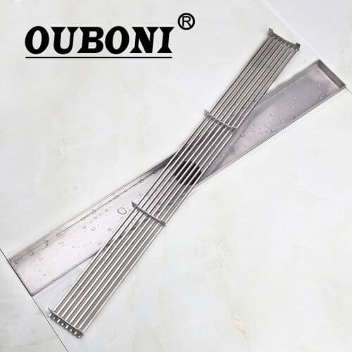 OUBONI 600 Stainless Steel 304 Linear Shower Drain, Horizontal Drain, Floor Waste, Tile Insert Deodorant Shower Channel Chrome