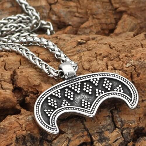 Vintage Silver Color Stainless Steel Viking Necklace Geometric Shape Talisman Pendant Fashion Jewelry Men Women Gifts Wholesale