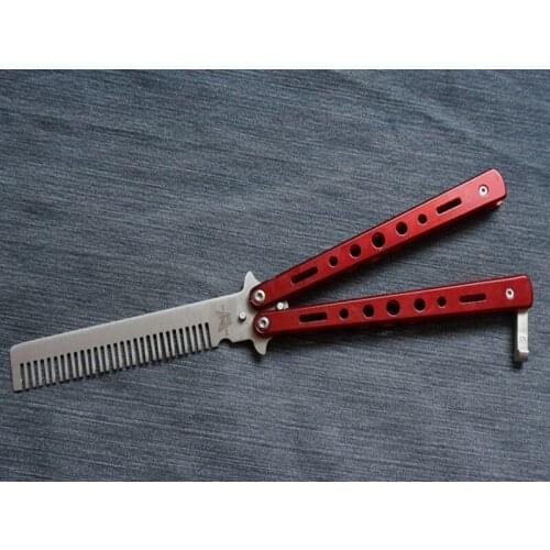 Delicate Pro Salon Stainless Steel Folding Training Butterfly Practice Style Knife Comb Tool