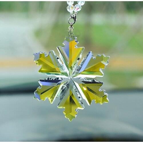 Christmas Gift Transparent Crystal Large Snowflakes Ornaments Sun Catcher Snowflake Clear Crystals Car Pendant Edition Ornament