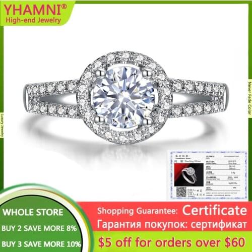 With Certificate 925 Sterling Silver 1 Carat Heart Arrow Zircon Stone Finger Rings for Women Wedding Statement Jewelry Gift