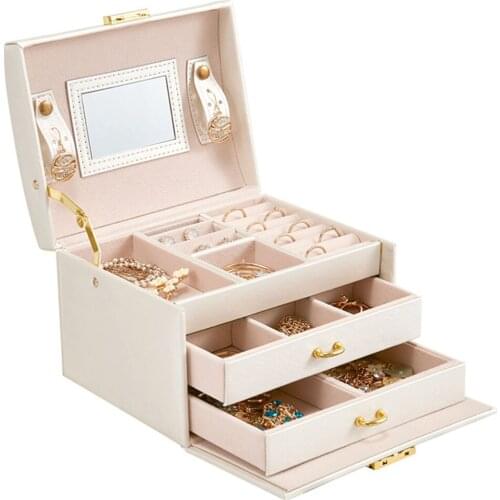 Jewelry box jewelry storage box creative drawer type portable multi-layer cosmetic storage box jewelry storage box with lock
