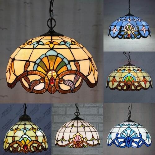 Tiffany Baroque Stained Glass Suspended Luminaire E27 110-240v Chain Pendant Lights Lighting Lamps For Home Parlor Dining Room