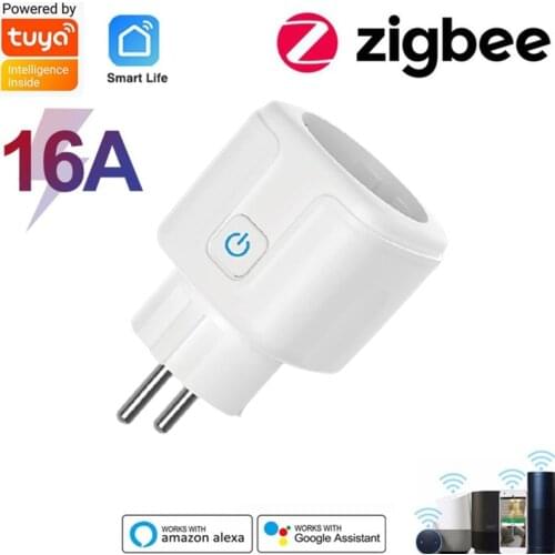 Tuya ZigBee Smart Plug 16A EU Outlet Socket Power Monitor Timer APP Wireless Remote Voice Control Work With Alexa Google