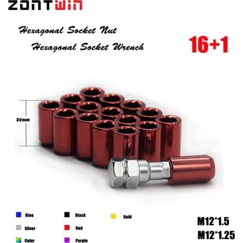 20/16Pieces + 1KEY Car wheel screws nuts UNIVERSAL RACING WHEEL LUG NUTS M12 * 1.5 M12*1.25 For Toyota honda mazda kia Hyundai
