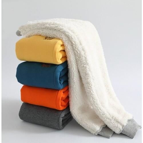 Warm Pants for Kids Boys Girl 2020 Winter Clothes for Children Cashmere Pants Fleece Trousers Embroidery Christmas Thicken Pants