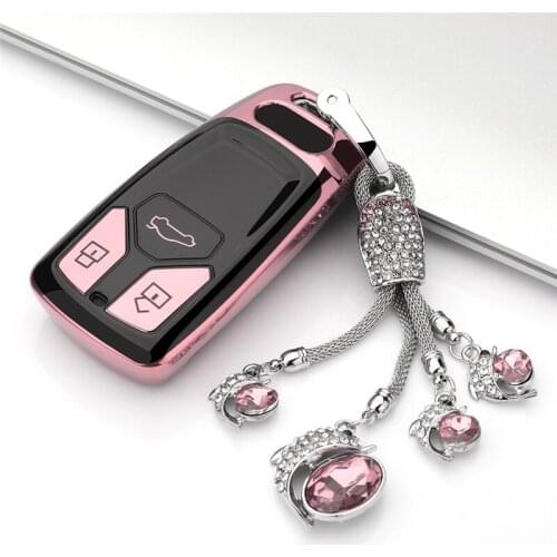 All-inclusive soft TPU car key case for Audi A4 / A5 / Q7 / TT 2018 intelligent remote control car key shell cover keychain