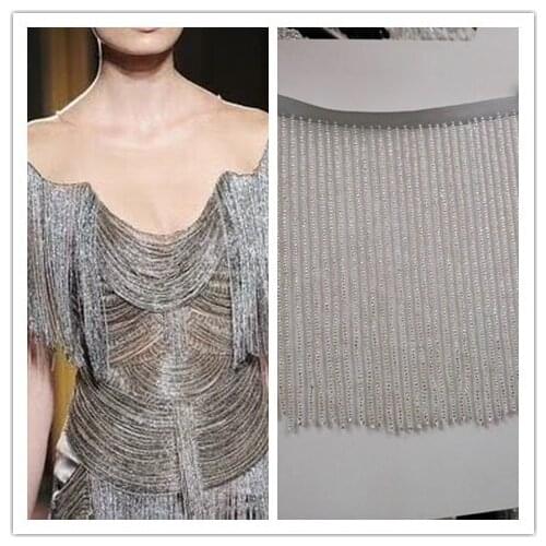 High class SYJ-6274 beaded Fringe Ribbon Trim Fringe Tassel Lace Trim for party dress decoration