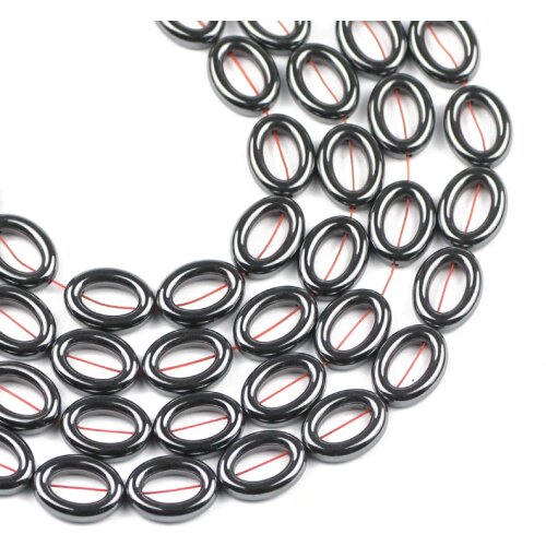 YHBZRET Oval Ellipse Circle Natural Black Hematite Stone Spacer Loose Beads For Jewelry Making Diy bracelet accessories 16x12MM