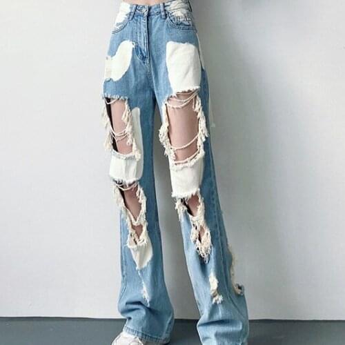 Jeans Women 2022 Spring Autumn Fashion Large Size Full Length Low COTTON Ripped Softener Ripped Jeans for Women Girls Jeasns